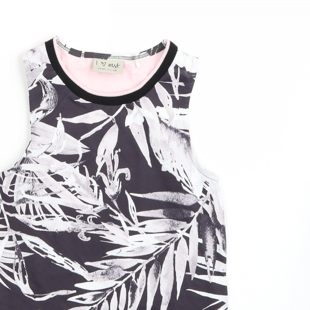Next Girls Grey Floral  Basic Tank Size 7 Years