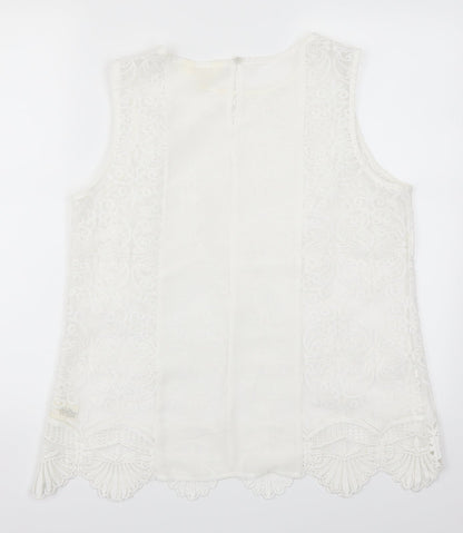 Womens UK Size L Adiva White Basic Tank