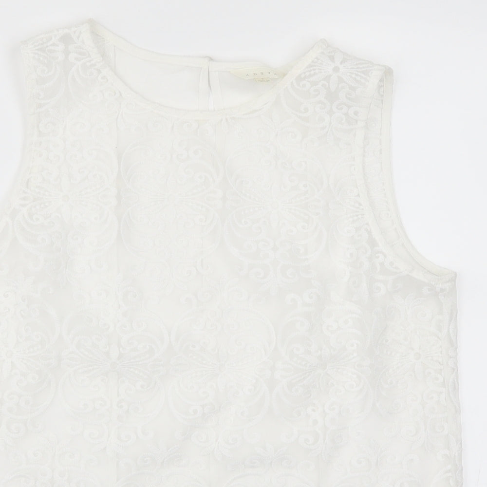 Womens UK Size L Adiva White Basic Tank