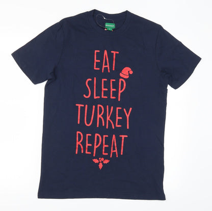 Avenue Mens Blue    T-Shirt Size S  - Eat Sleep Turkey Repeat