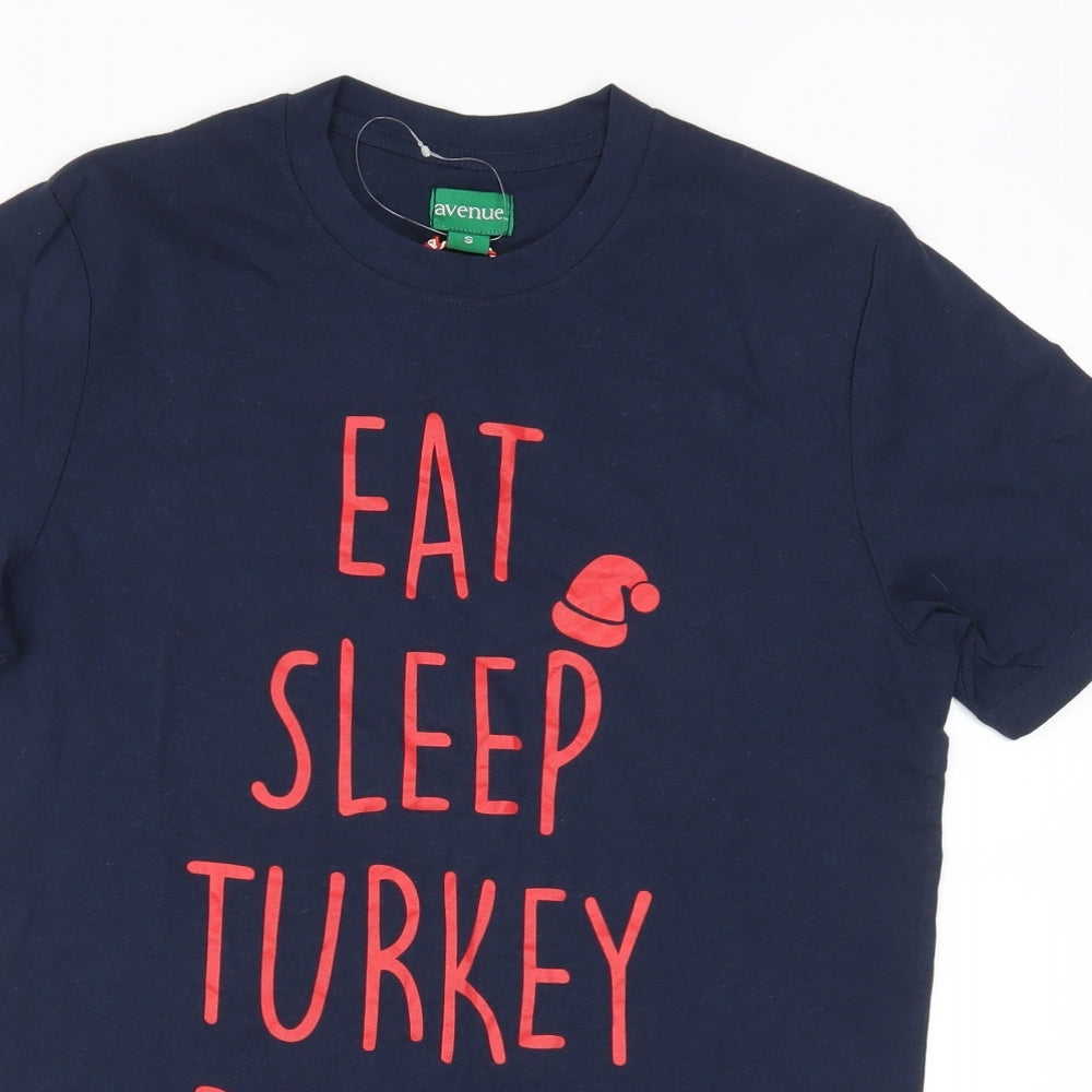 Avenue Mens Blue    T-Shirt Size S  - Eat Sleep Turkey Repeat