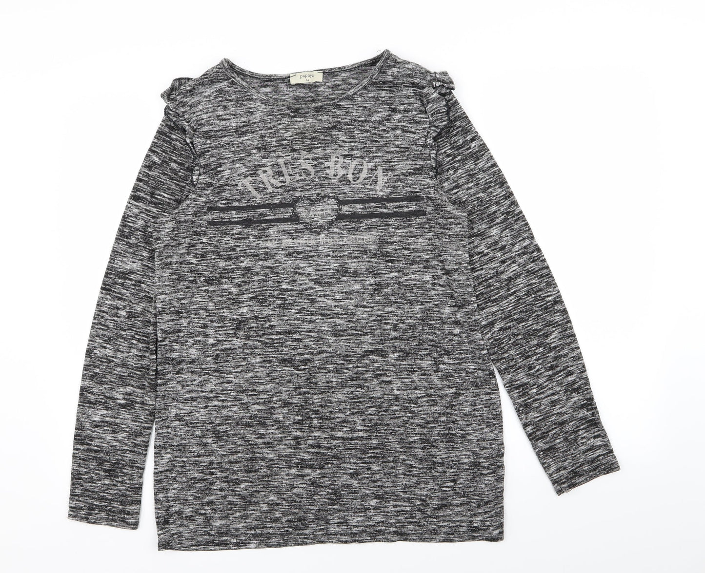 Papaya Womens Grey   Basic T-Shirt Size 14