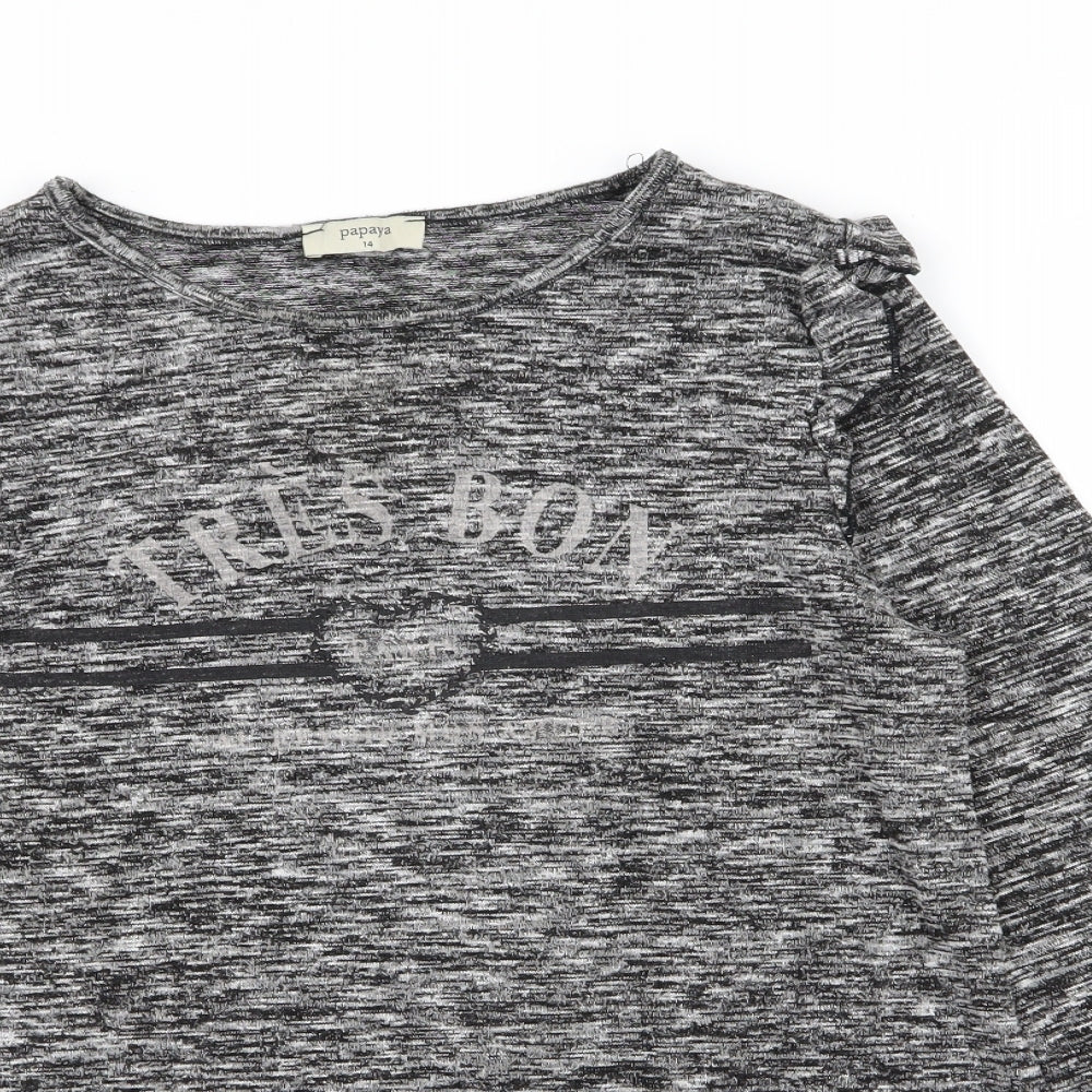 Papaya Womens Grey   Basic T-Shirt Size 14