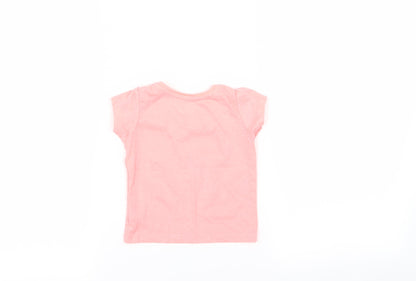 Primark Girls Pink   Basic T-Shirt Size 6-9 Months  - butterfly