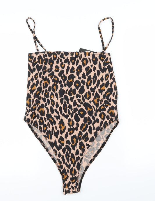 Boohoo Womens Multicoloured Animal Print  Bodysuit One-Piece Size 14