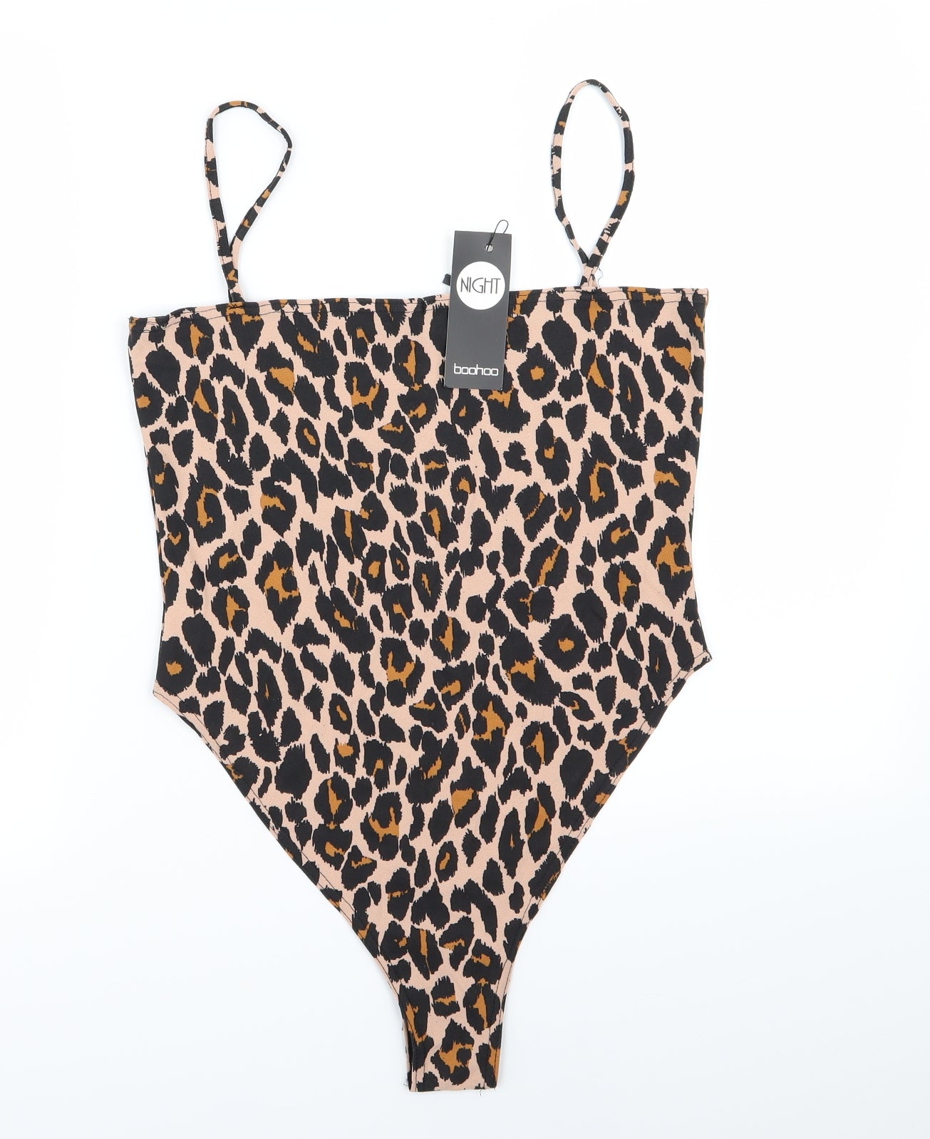 Boohoo Womens Multicoloured Animal Print  Bodysuit One-Piece Size 14