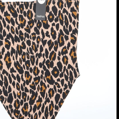 Boohoo Womens Multicoloured Animal Print  Bodysuit One-Piece Size 14
