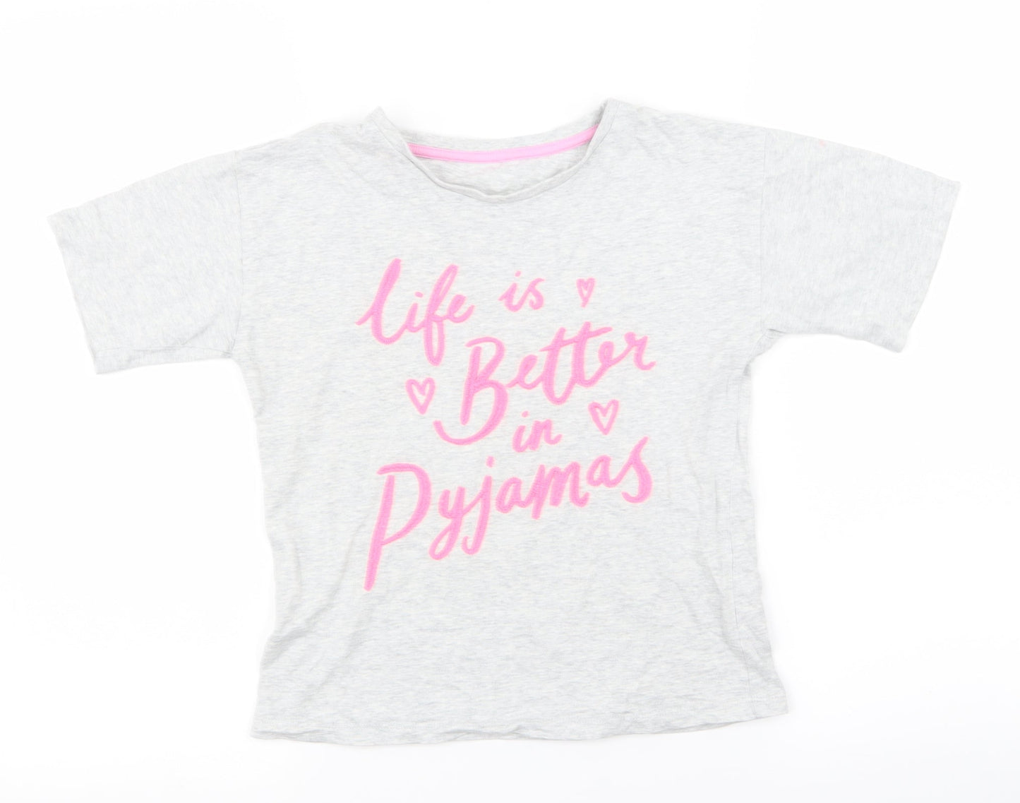 Asda George Girls Grey   Top Pyjama Top Size 7-8 Years