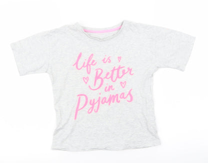 Asda George Girls Grey   Top Pyjama Top Size 7-8 Years