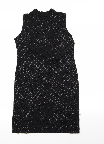 Preworn Womens Black   Pencil Dress  Size 12  - Sequins all over