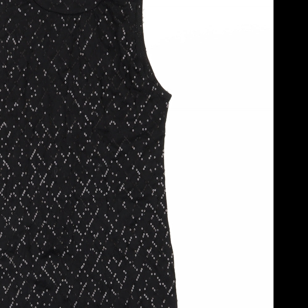 Preworn Womens Black   Pencil Dress  Size 12  - Sequins all over