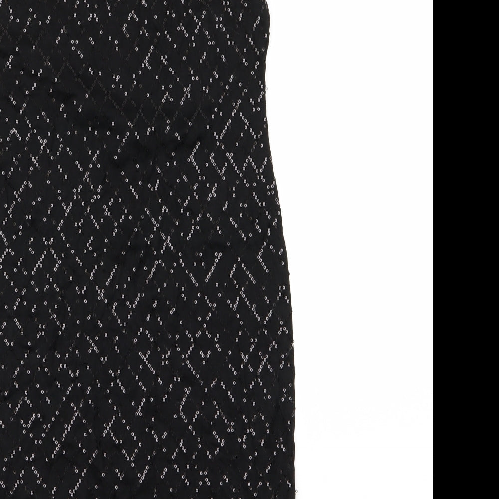Preworn Womens Black   Pencil Dress  Size 12  - Sequins all over