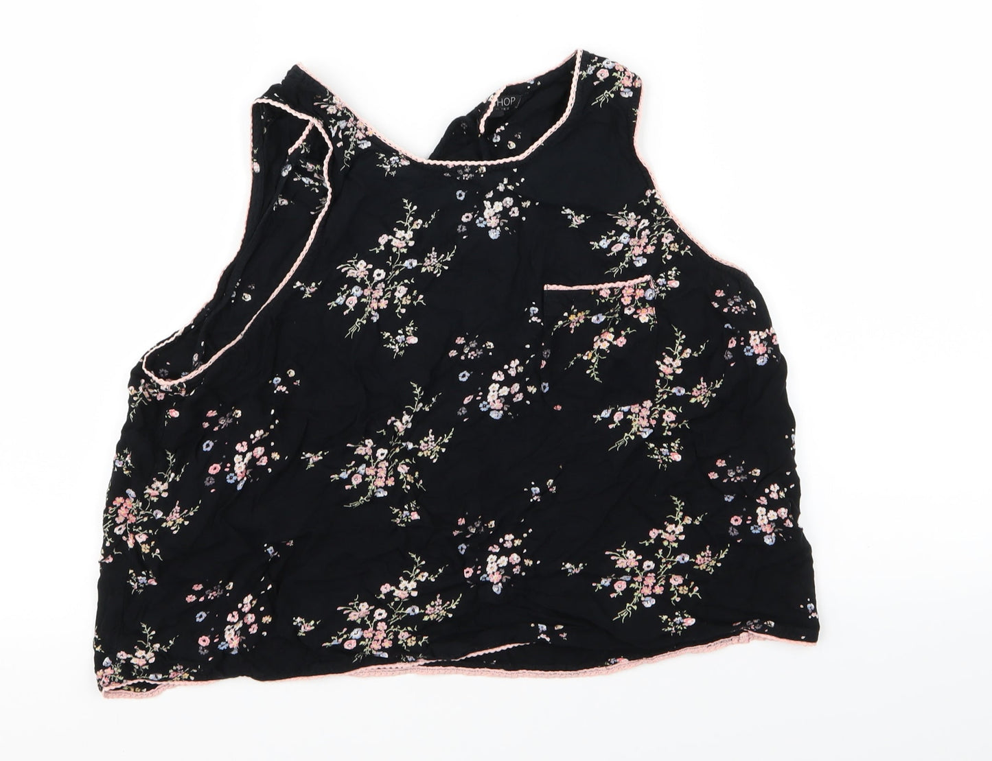 Womens UK Size 14 Topshop Black Basic Tank