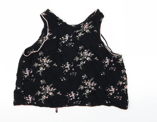 Womens UK Size 14 Topshop Black Basic Tank