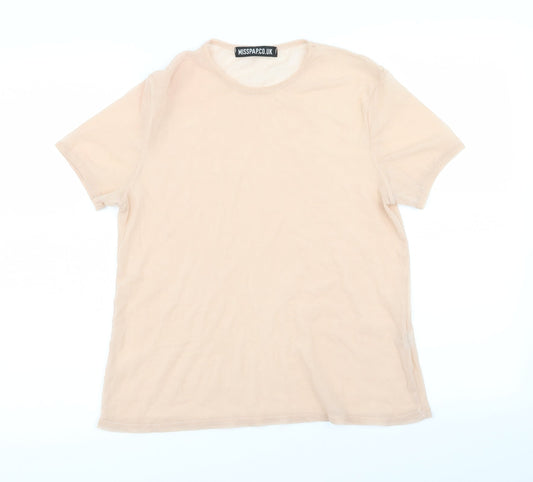 Womens UK Size 6 Misspap Pink Basic T-Shirt