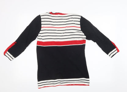 Christina Womens Black Striped Knit Cardigan Jumper Size S
