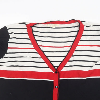 Christina Womens Black Striped Knit Cardigan Jumper Size S