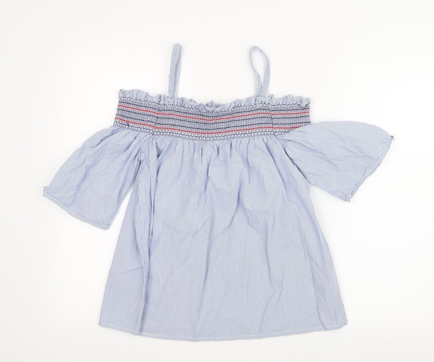 Papaya Womens Blue Striped  Basic T-Shirt Size 12