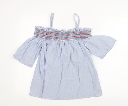 Papaya Womens Blue Striped  Basic T-Shirt Size 12