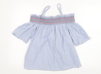 Papaya Womens Blue Striped  Basic T-Shirt Size 12