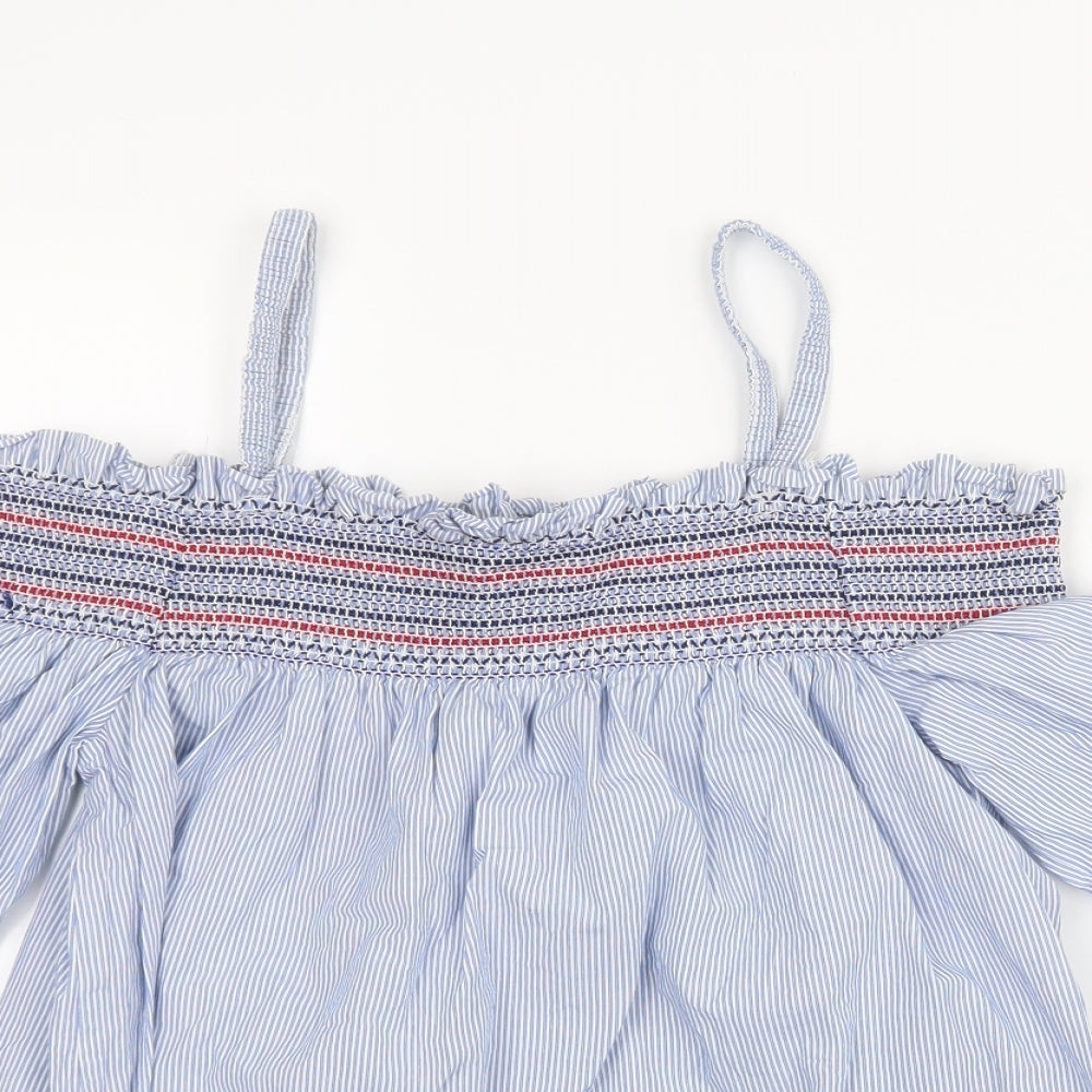 Papaya Womens Blue Striped  Basic T-Shirt Size 12