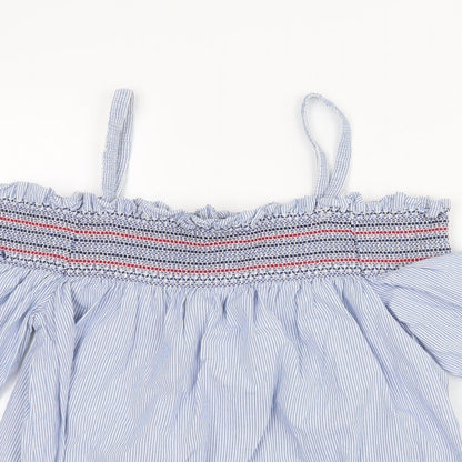 Papaya Womens Blue Striped  Basic T-Shirt Size 12