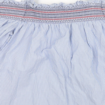 Papaya Womens Blue Striped  Basic T-Shirt Size 12