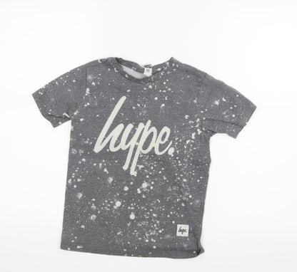 Hype Boys Grey Geometric  Basic T-Shirt Size 9-10 Years