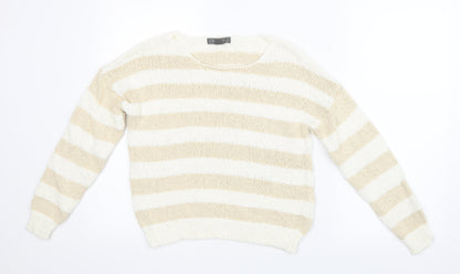 Primark Womens White  Knit Pullover Jumper Size 10