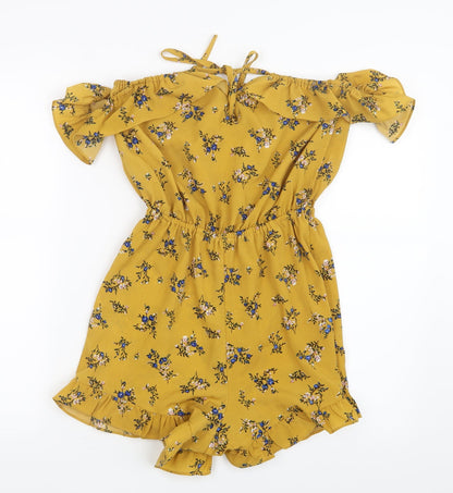 Womens UK Size S Preworn One-Piece Yellow Playsuit