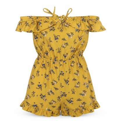 Womens Yellow Floral  Playsuit One-Piece Size S L5 in