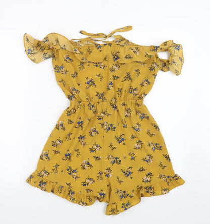 Womens UK Size S Preworn One-Piece Yellow Playsuit