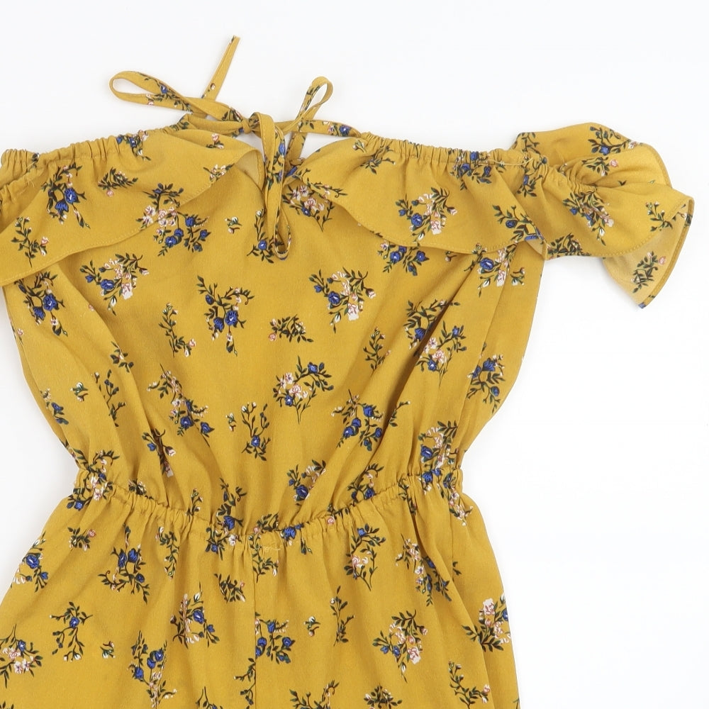 Womens UK Size S Preworn One-Piece Yellow Playsuit