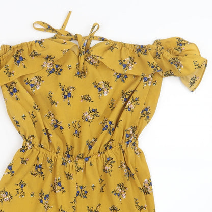 Womens UK Size S Preworn One-Piece Yellow Playsuit