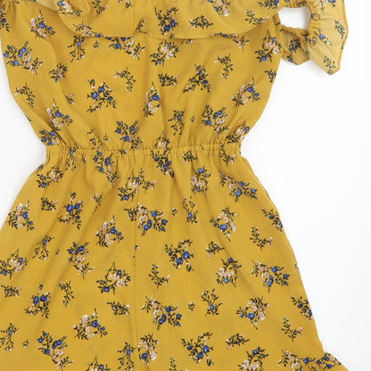 Womens UK Size S Preworn One-Piece Yellow Playsuit