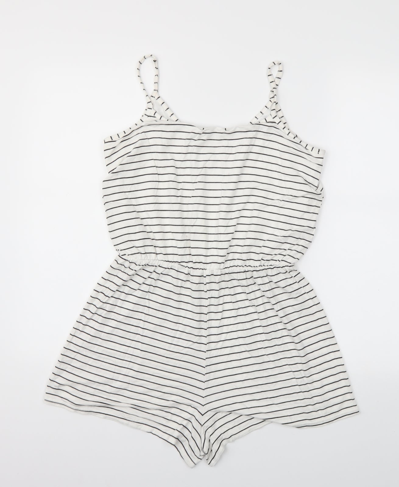 Select Womens White Striped  Jumpsuit One-Piece Size 12