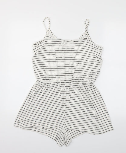 Select Womens White Striped  Jumpsuit One-Piece Size 12