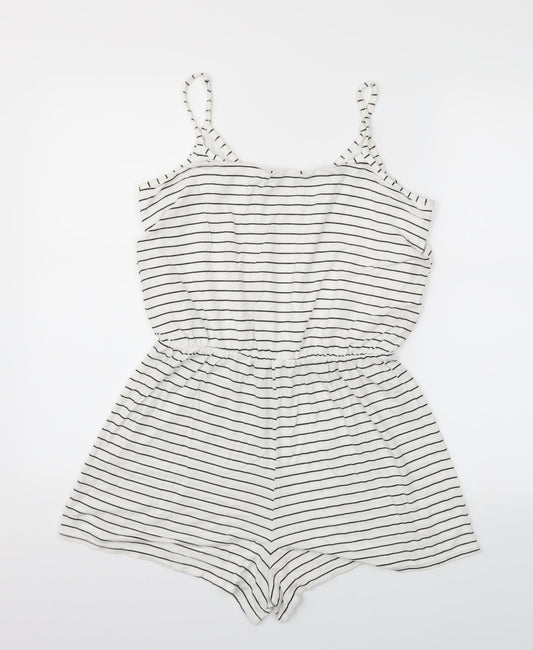 Select Womens White Striped  Jumpsuit One-Piece Size 12