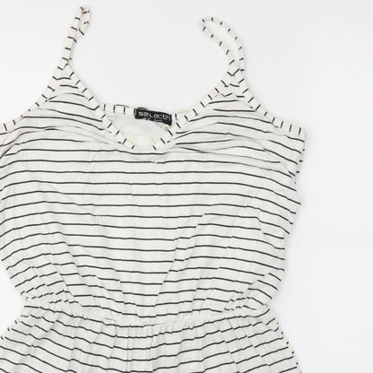 Select Womens White Striped  Jumpsuit One-Piece Size 12