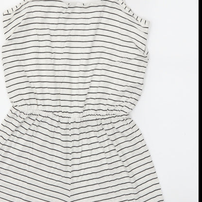 Select Womens White Striped  Jumpsuit One-Piece Size 12