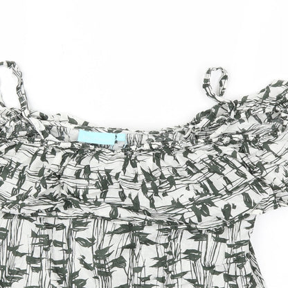 BLUE ILLUSION Womens Green Floral  Basic T-Shirt Size M