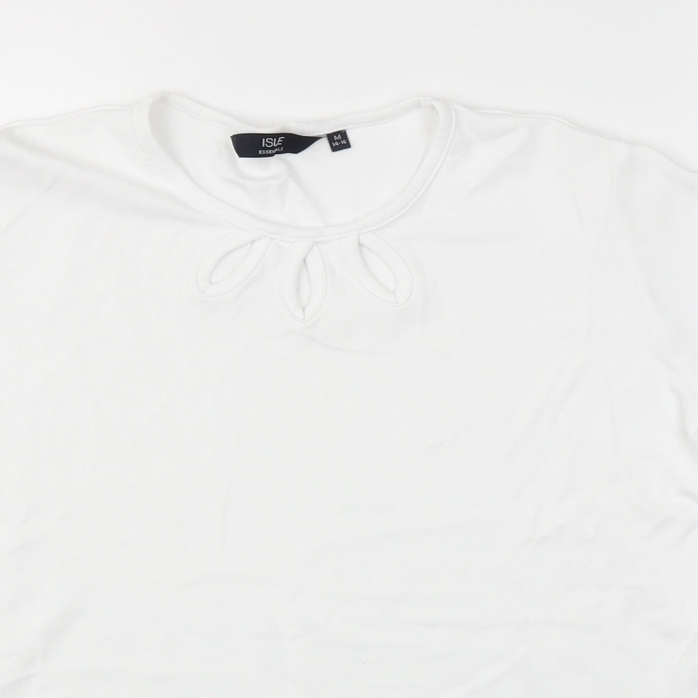 Womens UK Size M Isle White Basic T-Shirt