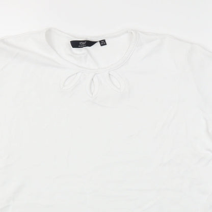 Womens UK Size M Isle White Basic T-Shirt