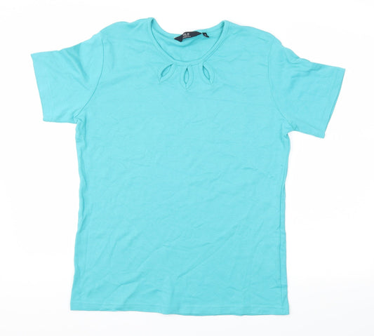 ISLE  Womens Blue Houndstooth  Basic T-Shirt Size M