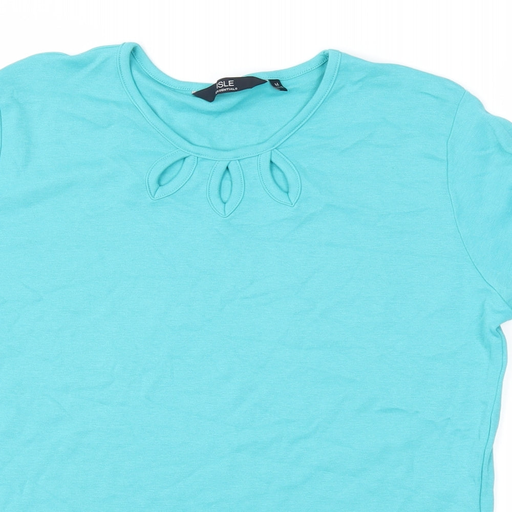 ISLE  Womens Blue Houndstooth  Basic T-Shirt Size M