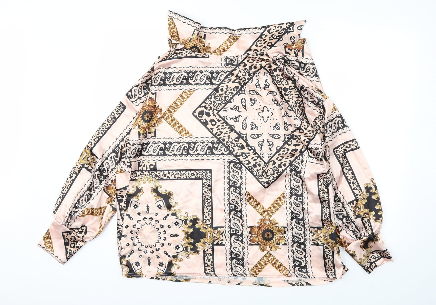 Boohoo Womens Pink Argyle/Diamond  Basic Blouse Size 10