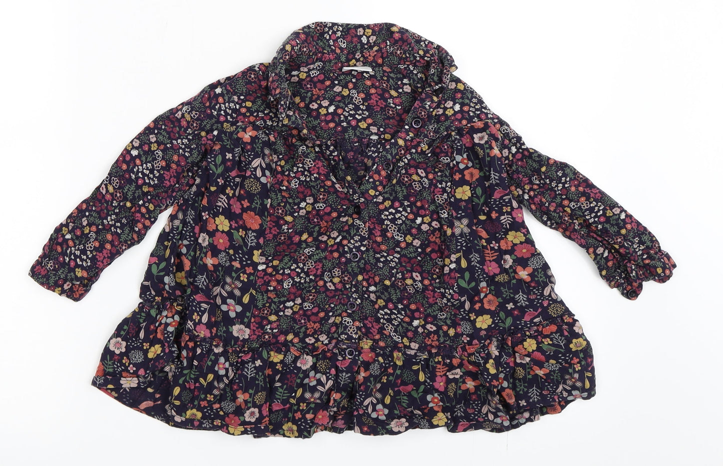 F&F Girls Blue Floral  Shirt Dress  Size 12-18 Months