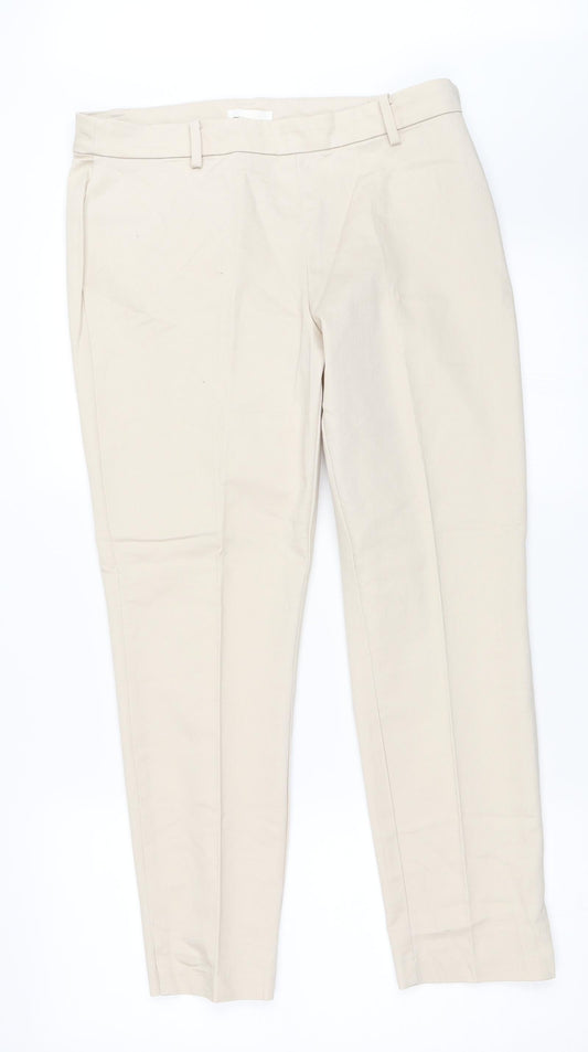 Womens UK Size 44 H&M Regular Fit Capri Beige Trousers