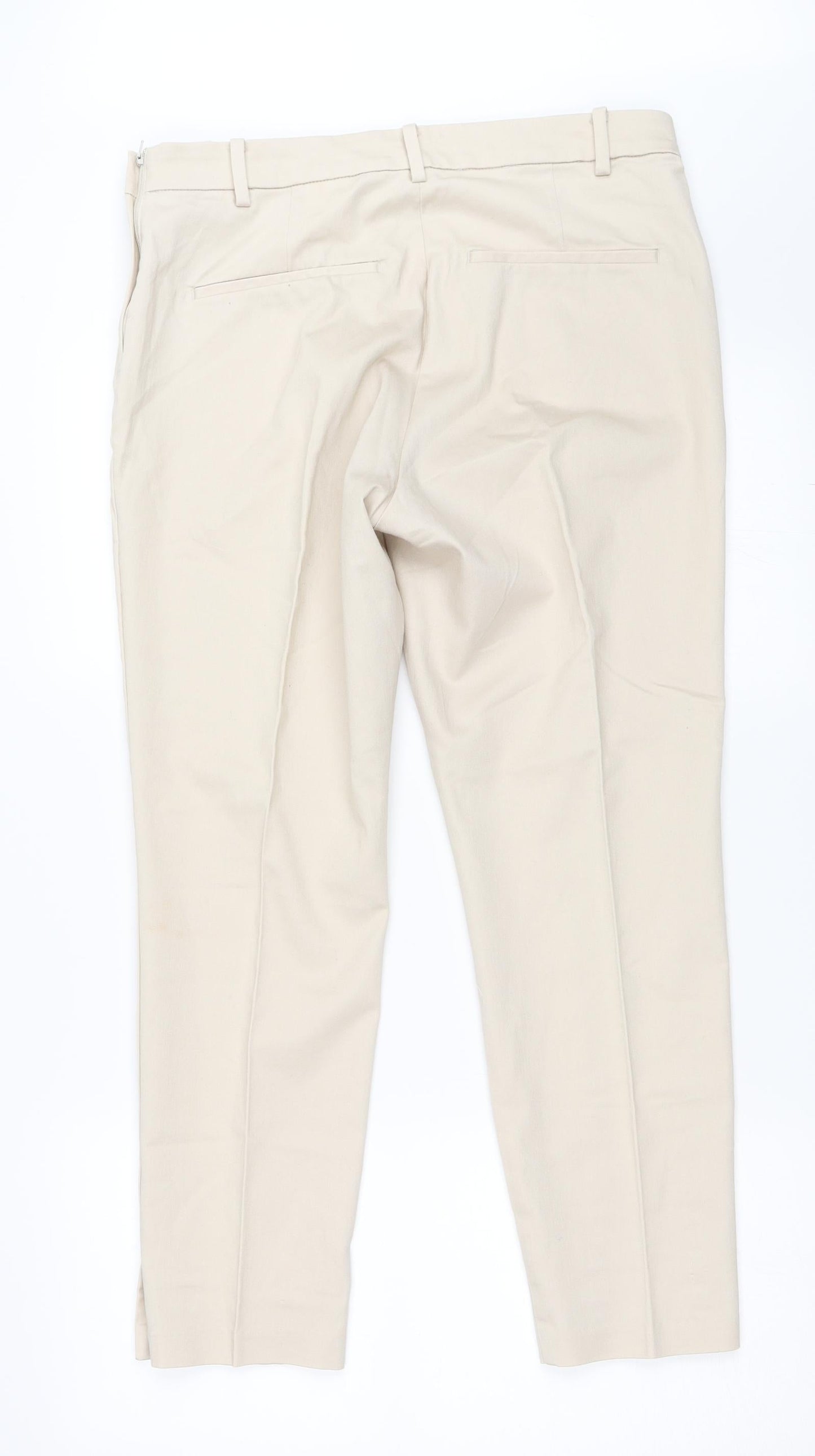Womens UK Size 44 H&M Regular Fit Capri Beige Trousers