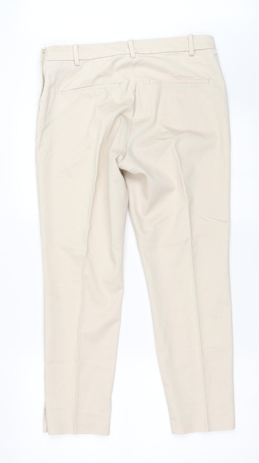 Womens UK Size 44 H&M Regular Fit Capri Beige Trousers